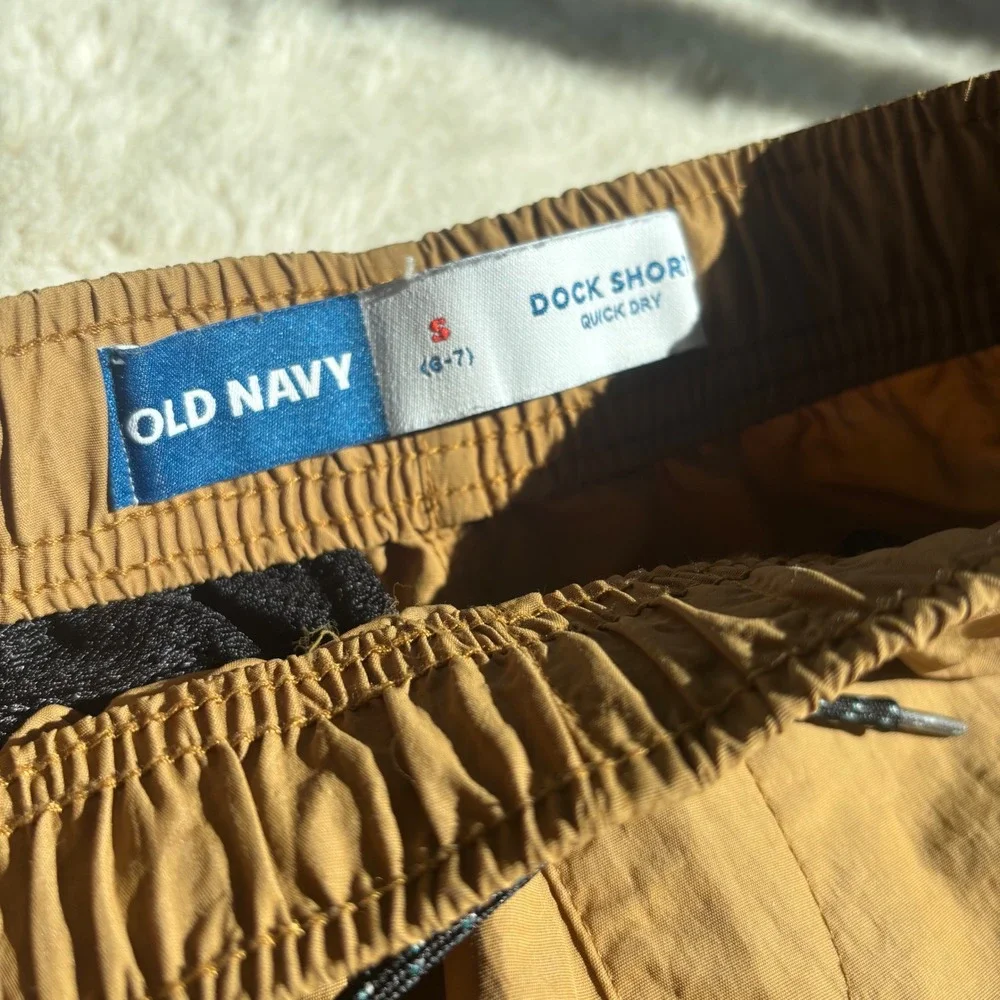 Old Navy Quick Dry Dock Shorts Kids Size S 6-7 Blue Tan 2 Pack Excellent